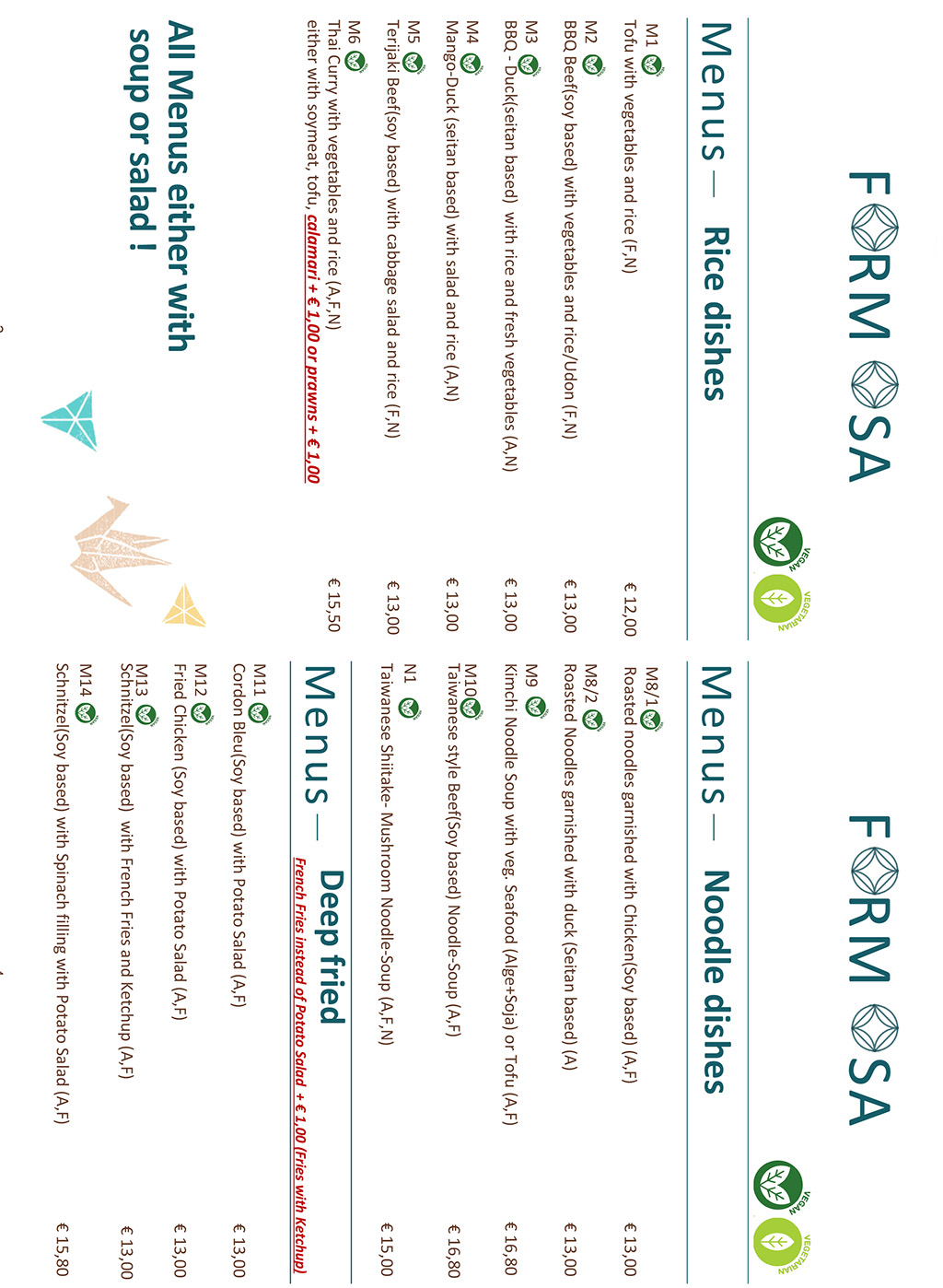 download our menus